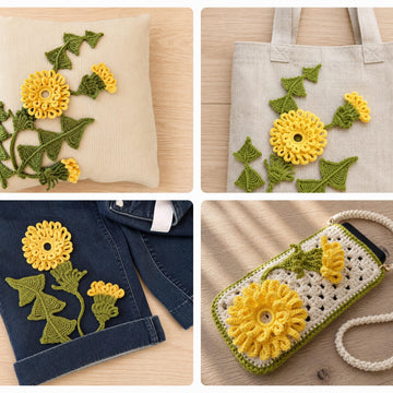 Crochet Dandelion Appliqué