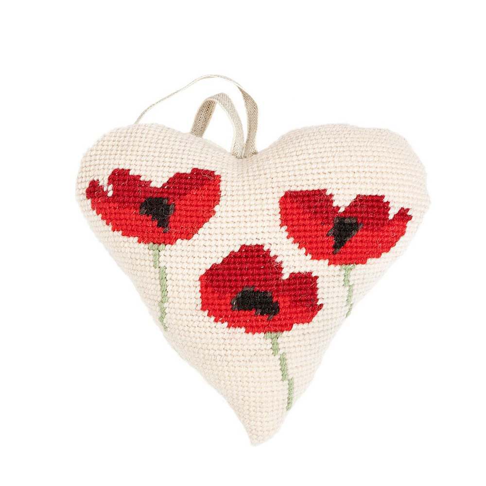 Cleopatras Needle Poppies Lavender Heart Tapestry Kit - 6 x 5.5in/ 15 x 13cm
