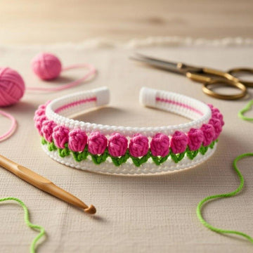 Tulip Flowers Crochet Headband Pattern | PDF + Video Tutorial