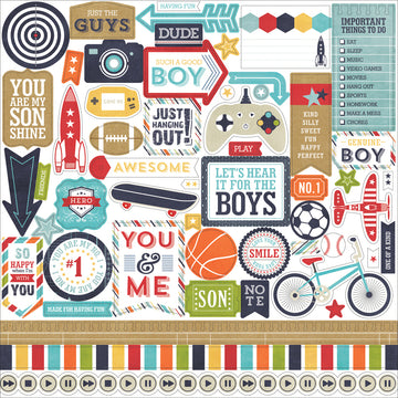 Echo Park Paper That's My Boy Cardstock Stickers 12"X12" - Element