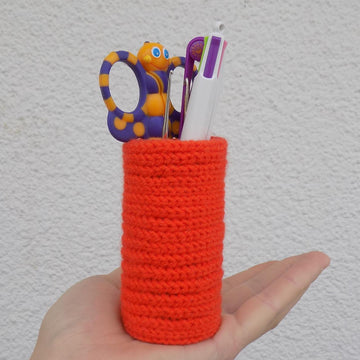 Back to School Crochet Pen&Pencil Holder, Desk Organizer or Vase