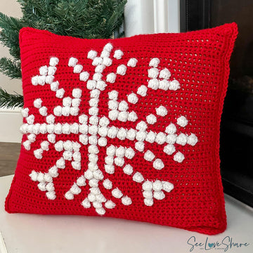 Snowflake Bobble Stitch Pillow