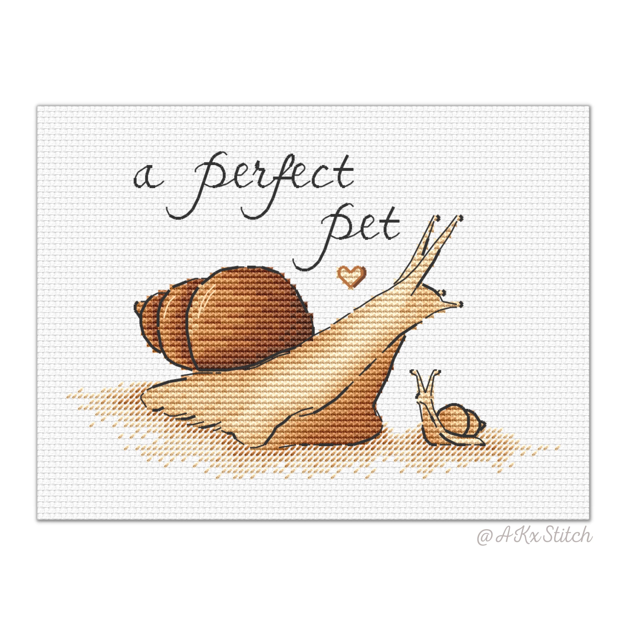 Snail "Perfect Pet" Cross Stitch PDF Pattern