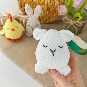 Crochet Easter eggs animal plush amigurumi pattern Crochet bunny plush, chicken, sheep Easter decorations