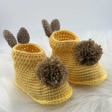 Easy Bunny Baby Booties Crochet Pattern – Available in English and Portuguese