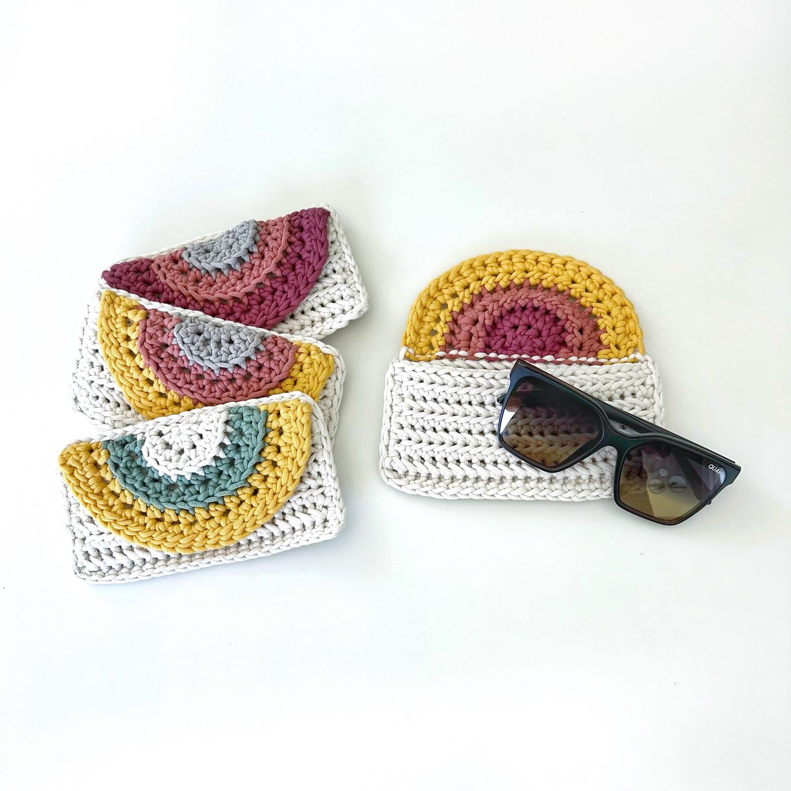 Rainbow Crochet Glasses Case 093