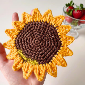 Sunflower Coaster or Applique - Crochet Patten for Beginners