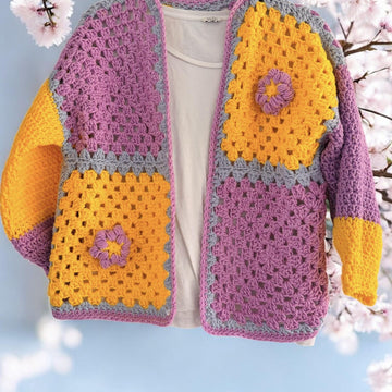 Puff Flower Crochet Cardi