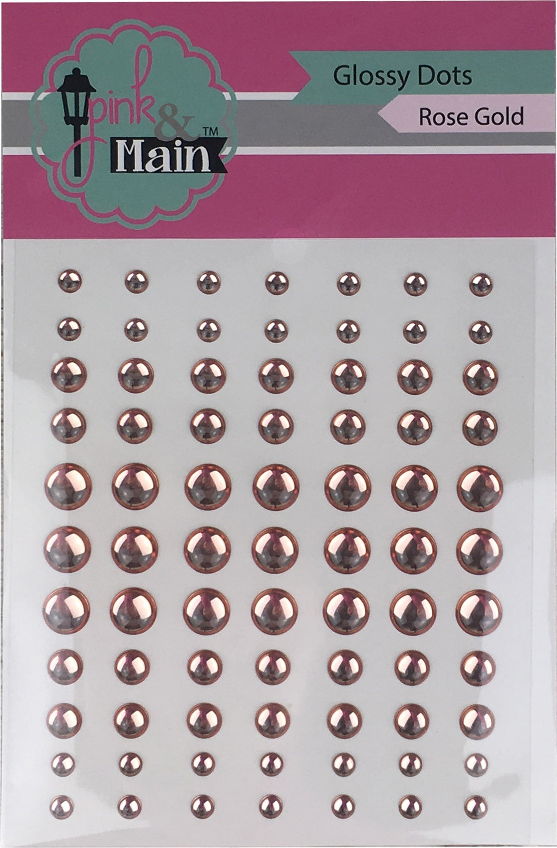 Pink & Main Glossy Adhesive Enamel Dots 77/Pkg - Rose Gold