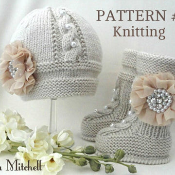 Baby Girl Pattern Knitted Baby Hat Baby Shoes 0 - 12 months