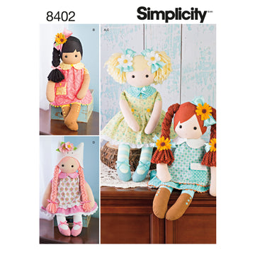 Simplicity 23in Stuffed Dolls With Clothes 8402 - Paper Pattern, Size OS (ONE SIZE)