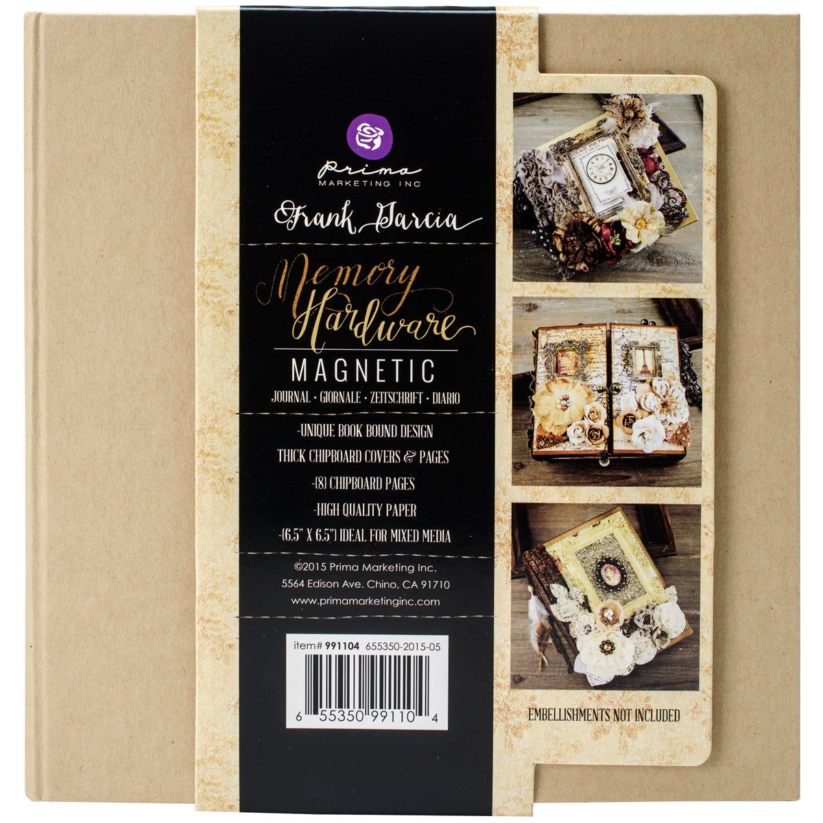 Prima Marketing Prima Memory Hardware Chipboard Album 6.5"X6.25" - Kraft Magnetic W/8 Pages