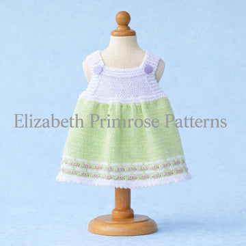 Meadow and Blush Dolls Sundress Knitting Pattern P44 – DK Yarn – Elizabeth Primrose Patterns