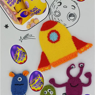 Easter Space Rocket & Aliens Easter Egg/Creme Egg Knitting Pattern