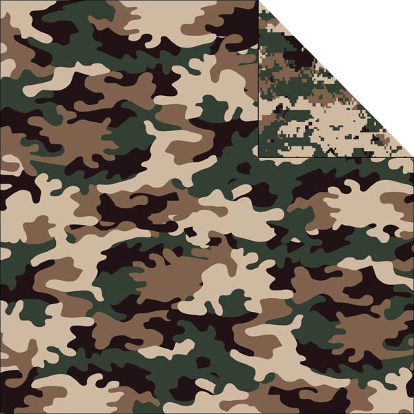 Reminisce Camouflaged Double-Sided Cardstock 12"X12" 25/Pkg - Woodland