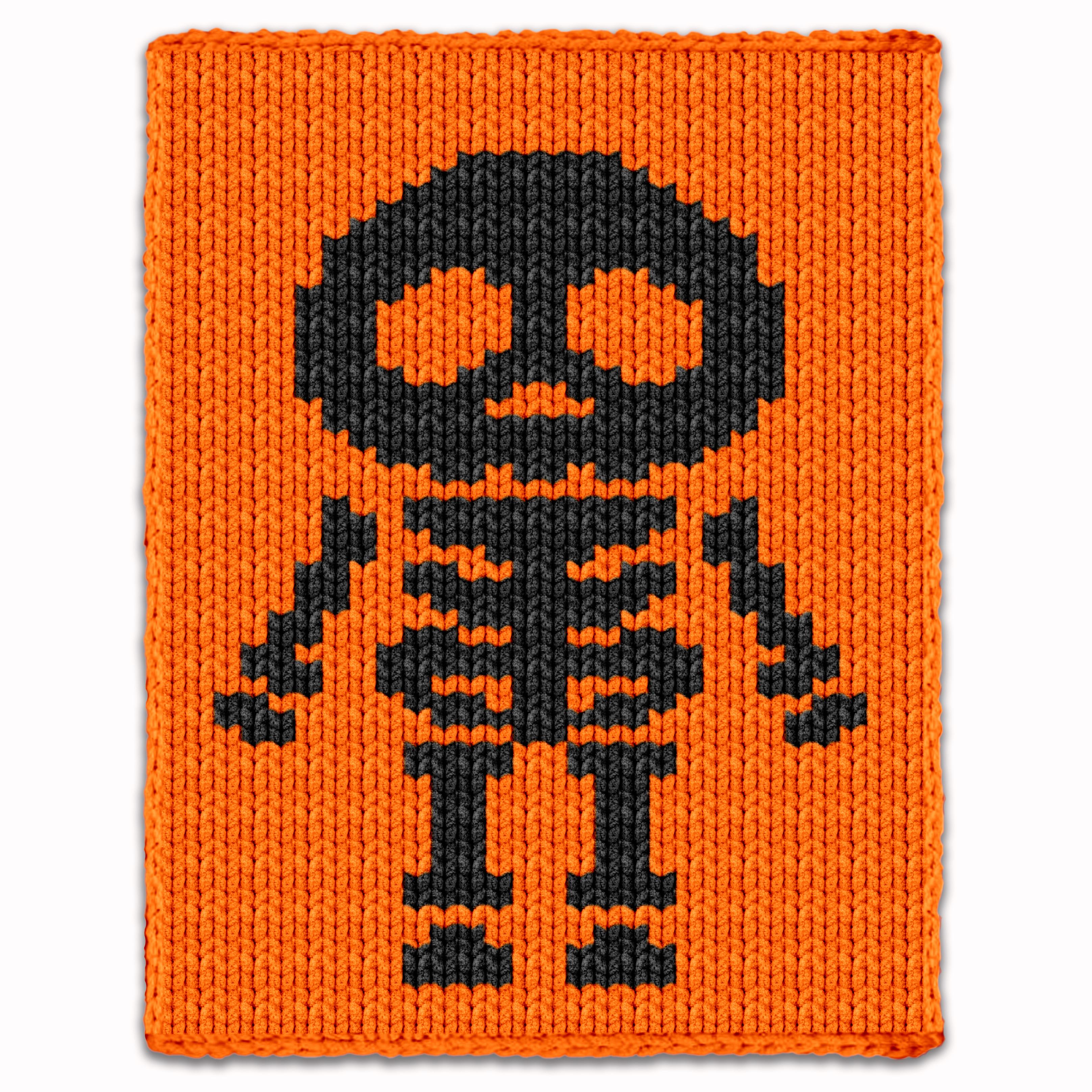 Halloween Skeleton - Chunky Blanket, Hand Finger Knitting Pattern