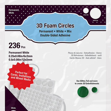 3L Scrapbook Adhesives 3D Foam Circles - White, Assorted Sizes