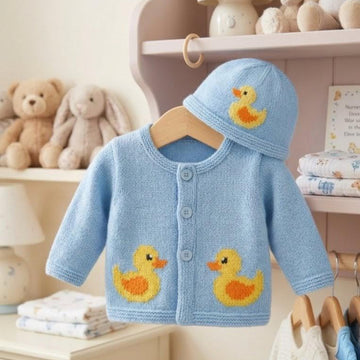 Baby Duck Cardigan and Hat