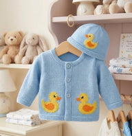 Baby Duck Cardigan and Hat