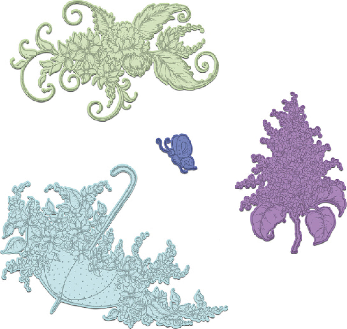 Heartfelt Creations Cut & Emboss Dies - Lush Lilac & Umbrella Spray