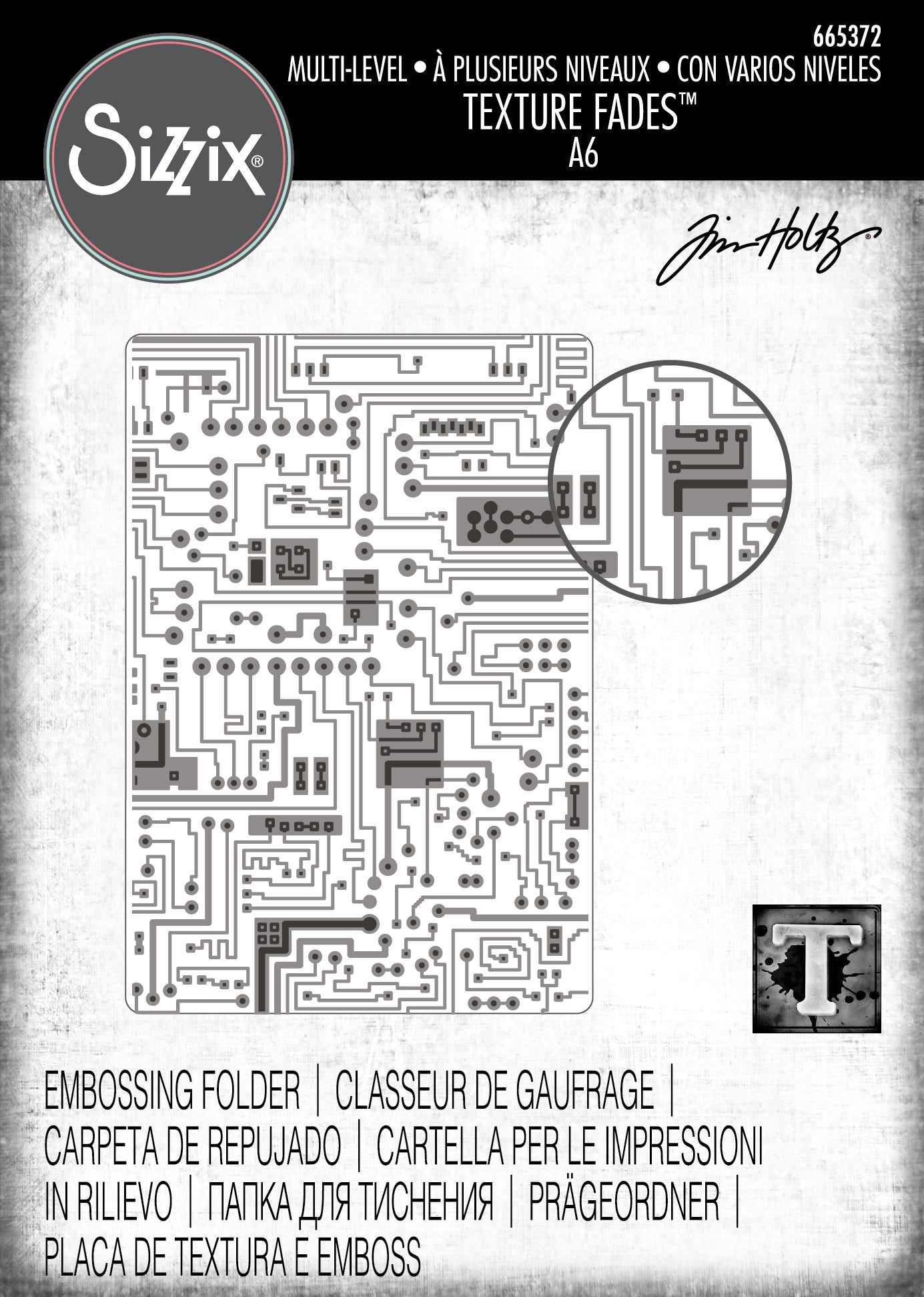 Sizzix Textured Impressions Multi-Level Embossing Folder - Circuit by Tim Holtz