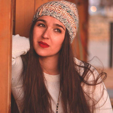 Natashka chunky knit hat with dreadlock pom