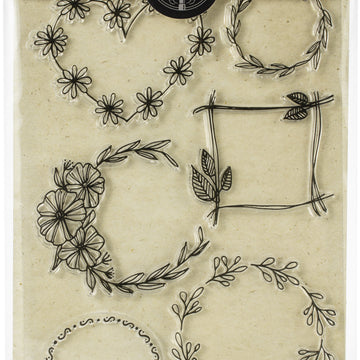 American Crafts Kelly Creates Acrylic Stamps - Floral Wreaths