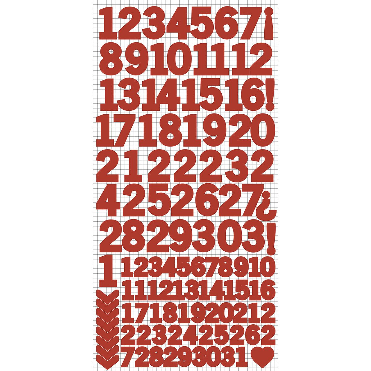 Kaisercraft Number Stickers 6"X12" 5/Pkg - Red