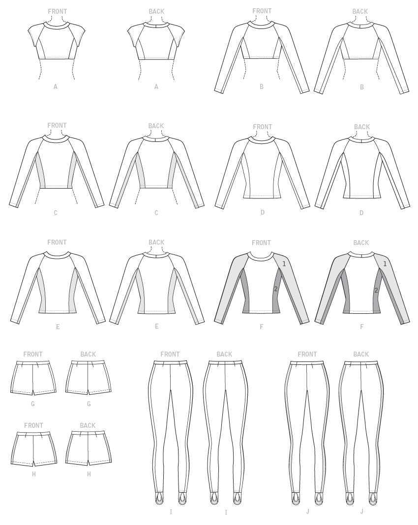 McCall's Paneled, Raglan-Sleeve Tops, Stirrup Leggings, and Shorts M7554 - Sewing Pattern
