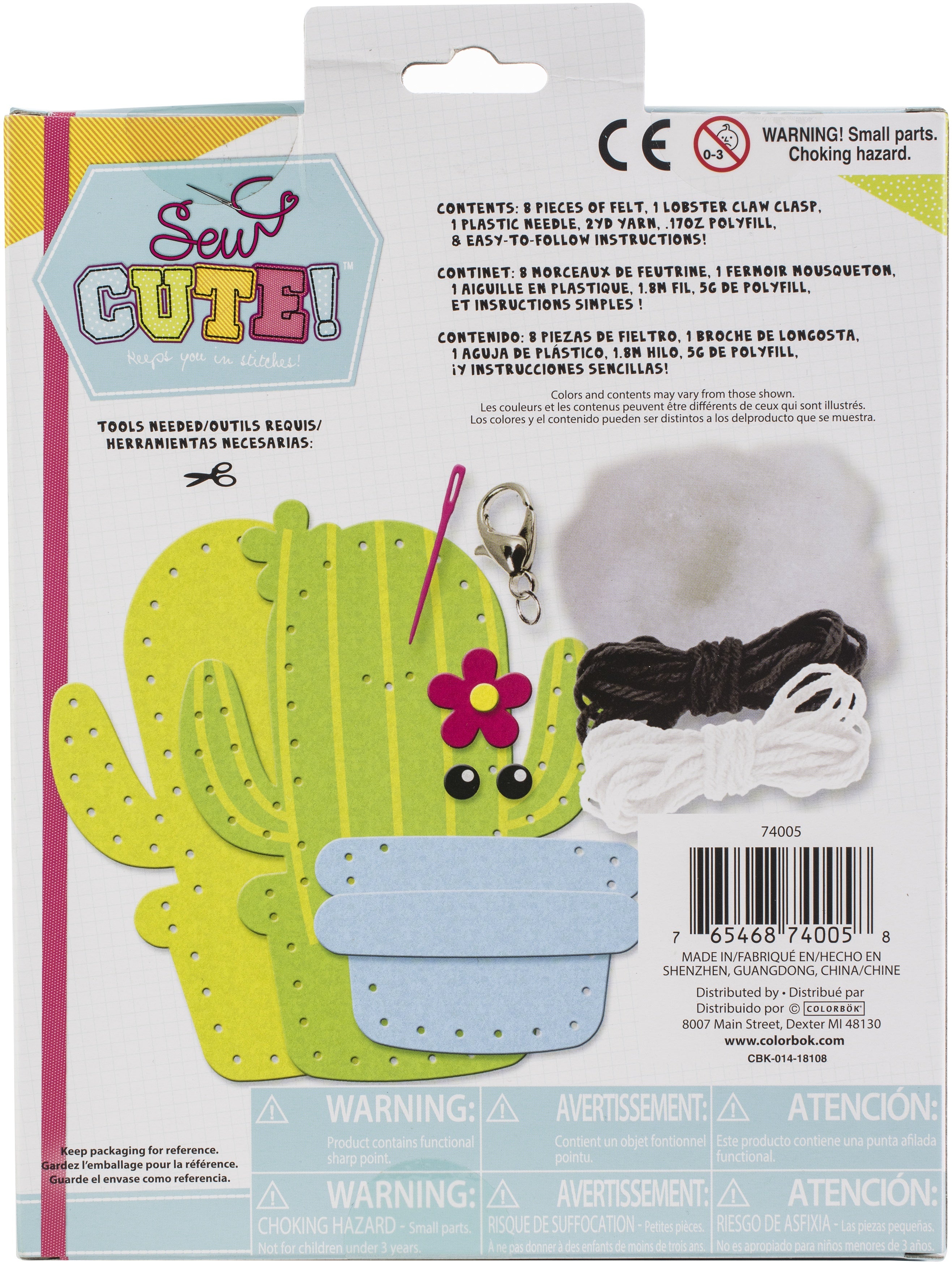American Crafts Sew Cute! Felt Backpack Clip Kit - Cactus