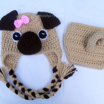 Pug Puppy Baby Hat and Diaper Cover