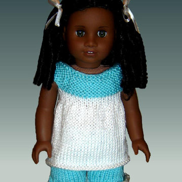 Baby Doll Pajamas, American Girl Doll, 18 inch. knitting pattern 104