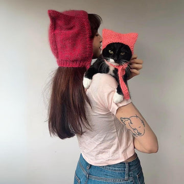 Matching knitted cat hats