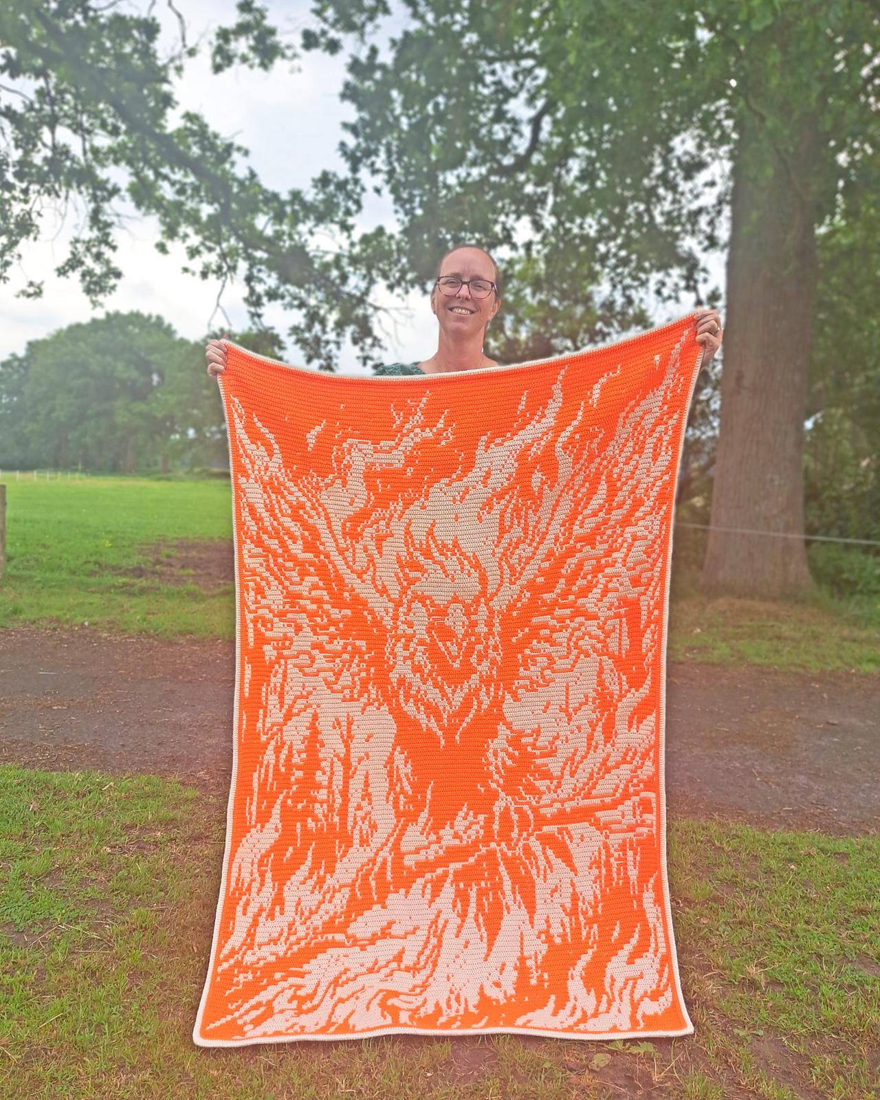 Flameborn Phoenix | Fantasy Crochet Blanket