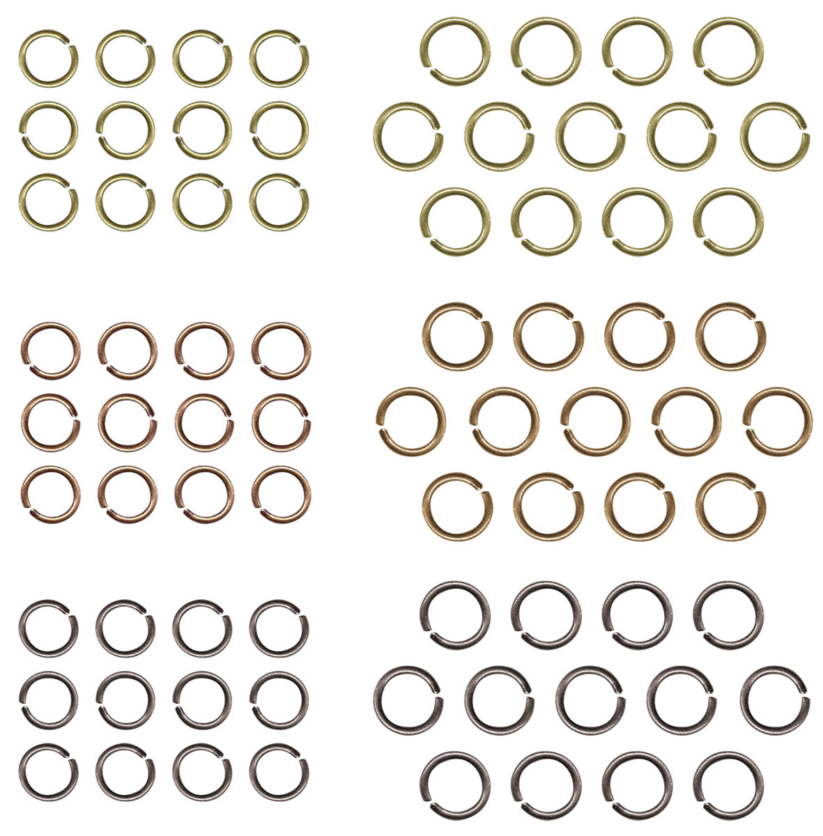 Advantus Idea-Ology Metal Jump Rings 8mm & 10mm 75/Pkg - Antique Nickel, Brass & Copper
