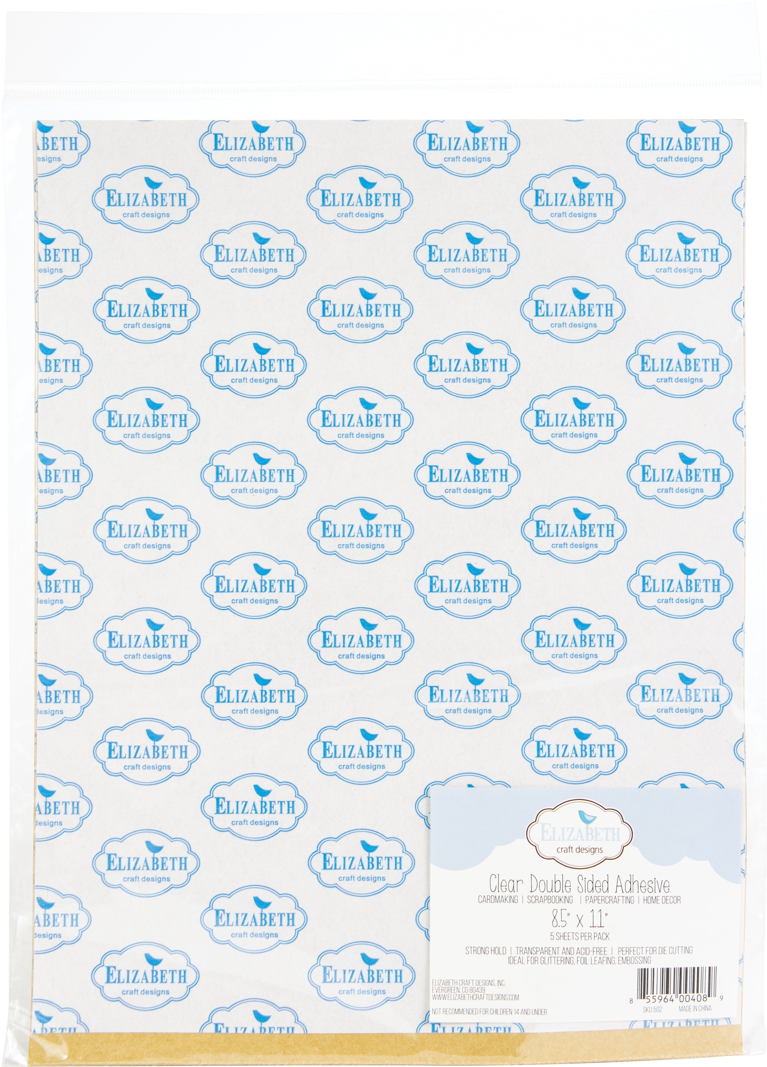 Elizabeth Craft Designs Elizabeth Craft Clear Double-Sided Adhesive Sheets 5/Pkg - 8.5"X11"