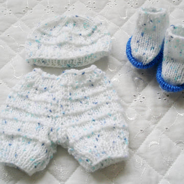 Knitting Pattern 10" Dolls clothes, Hooded Cardigan, Shorts, Hat and Boots
