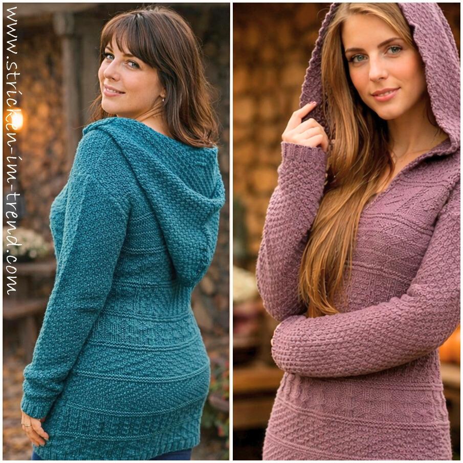 Knitting Pattern Hooded Sweater Dress Carpe Diem | Textured Knit Dress PDF