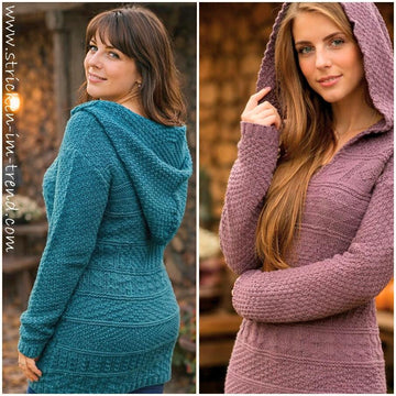 Knitting Pattern Hooded Sweater Dress Carpe Diem | Textured Knit Dress PDF