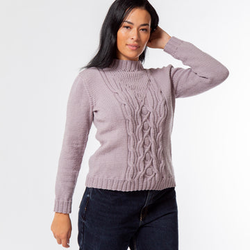 Susanna Cable Jumper - Knitting Pattern for Women in MillaMia Naturally Soft Aran by MillaMia