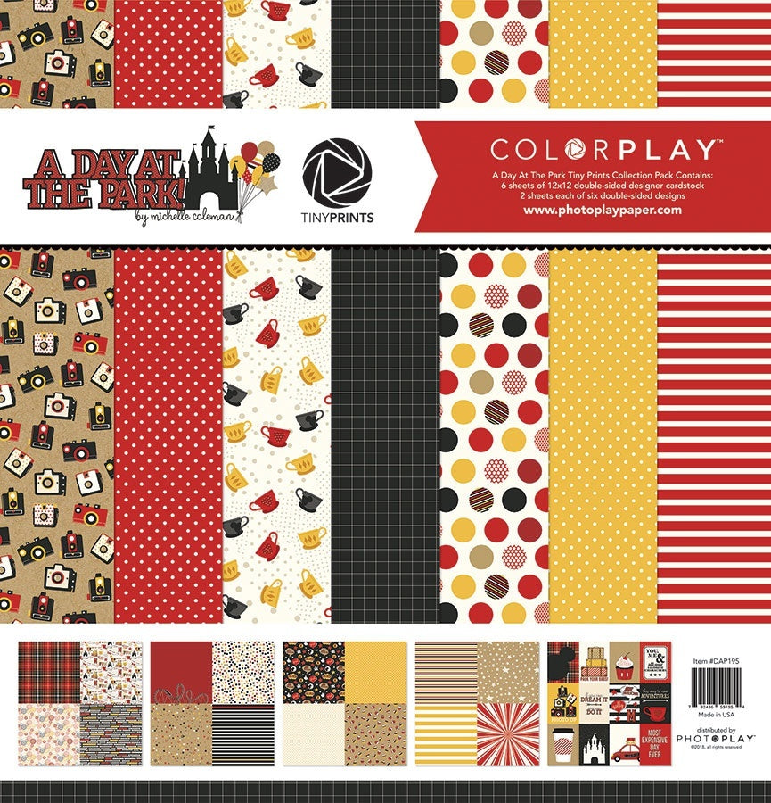 Photoplay Paper ColorPlay Tiny Prints Collection Pack 12"X12" - A Day At The Park, 6 Designs/2 Each +