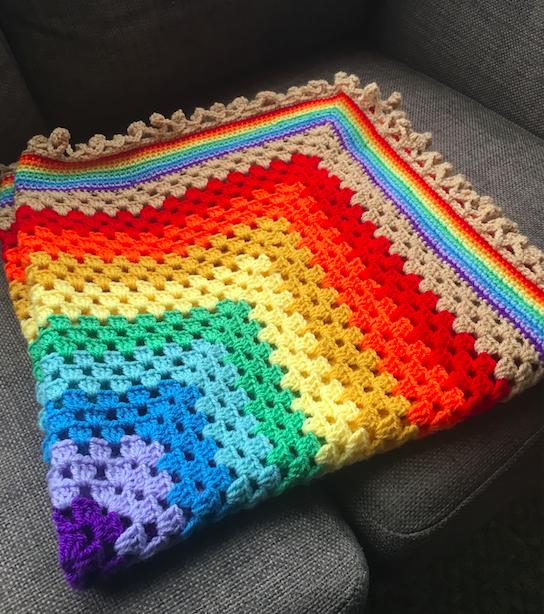Over The Rainbow Granny Square Blanket