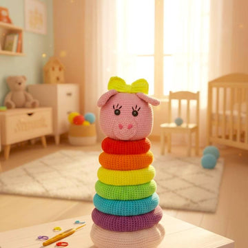 Stacking Rings Rainbow Pig