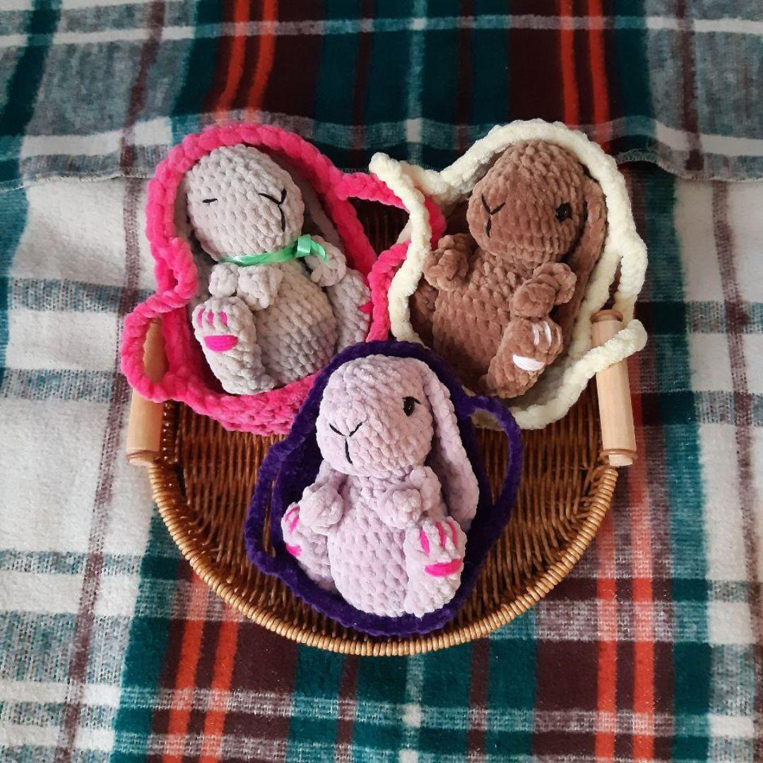 Soft Cradle Bunnies Bundle, Realistic Rabbit, Baby Bunnies In A Crib, Rabbit In Cradle