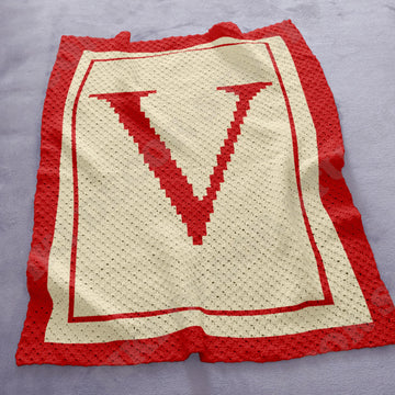Name Letter-V Baby Blanket C2C CROCHET PATTERN
