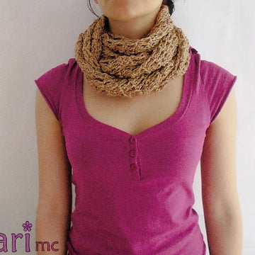 Sandglass crochet infinity scarf by Akari mc_ C06