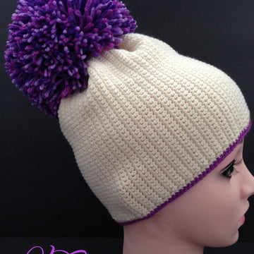Beanie Hat Crochet Pattern with Pom Pom Unisex