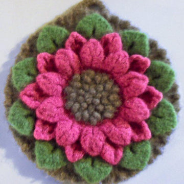 Felted Crocodile Flower Potholder