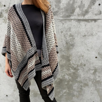 Crochet Wrap Pattern: Striking Striped Ruana