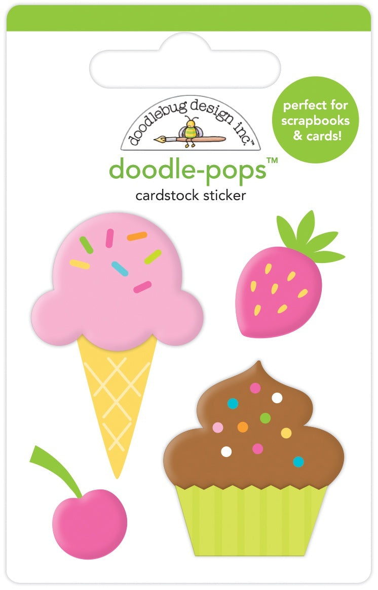 Doodlebug Doodle-Pops 3D Stickers - Sweet Treats, Hey Cupcake